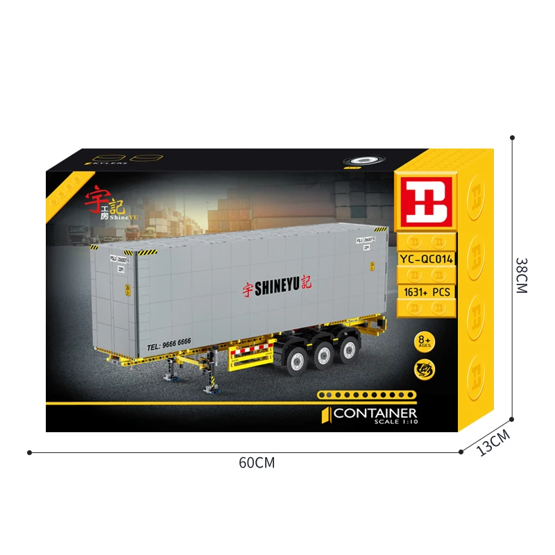 

Building Block Sets Container Collectible Kit, Six Tires, Movable, DIY, Matched with Truck Towing (1667 Pieces)