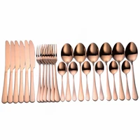 home tableware stainless steel cutlery set 24 pcs green gold table ware set dinnerware forks spoons knifes set for party
