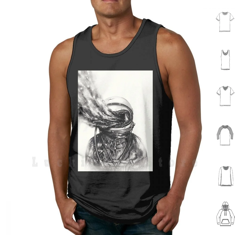 Прозрачные майки жилет 100% хлопок астронавт космос галактика звезды дым пыль