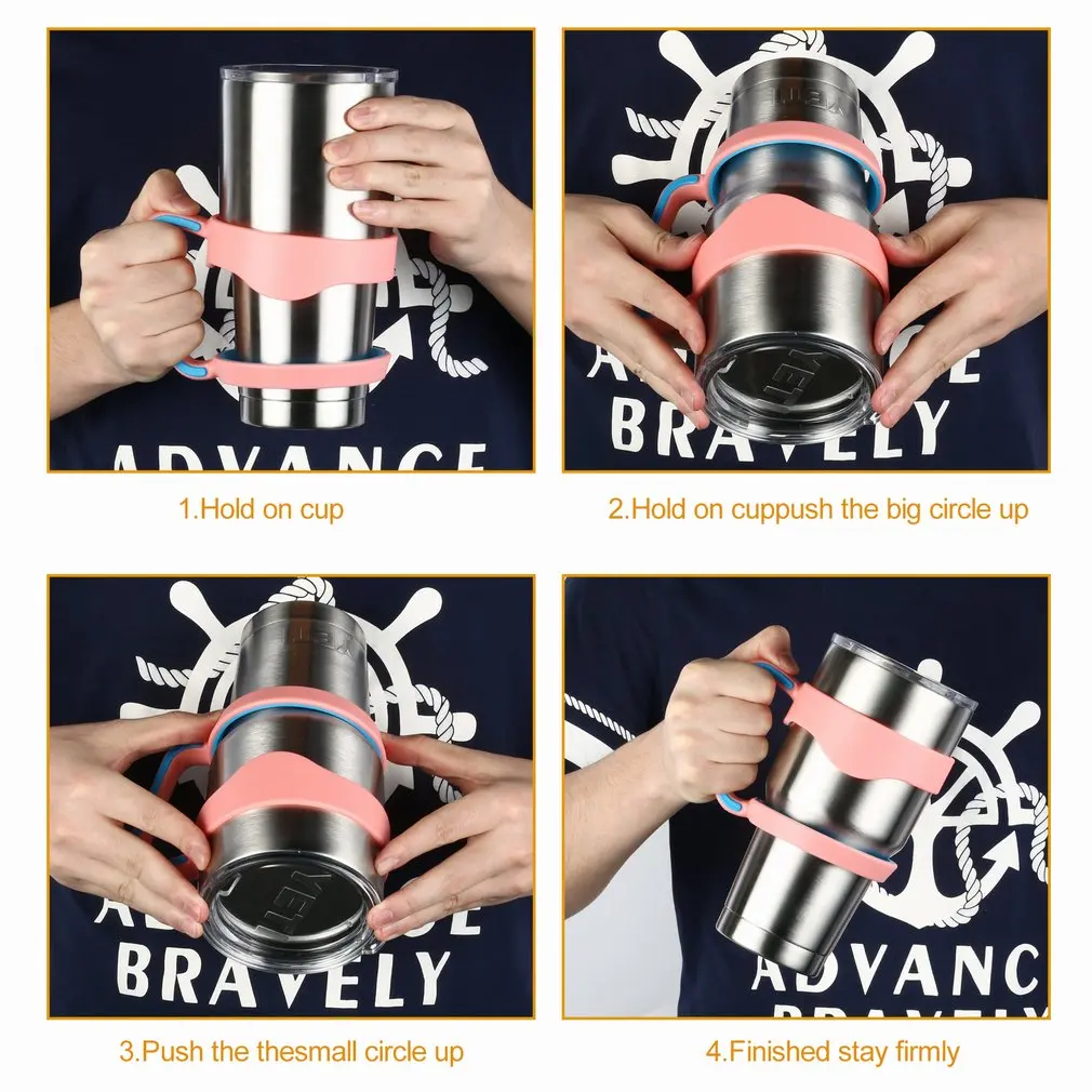 Розовый + синий ручной держатель пластиковые чашки ручка для YETI 30 унц. Rambler tumbler