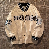 white baseball uniform jacket energetic men and women 2021 new korean clothing fashion loose letter embroidery jacket women ins