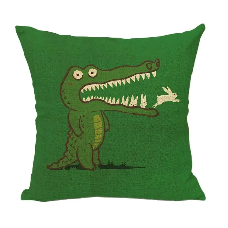 Чехол для подушки с рисунком крокодила и птицы гитара кролик домашний двор декор
