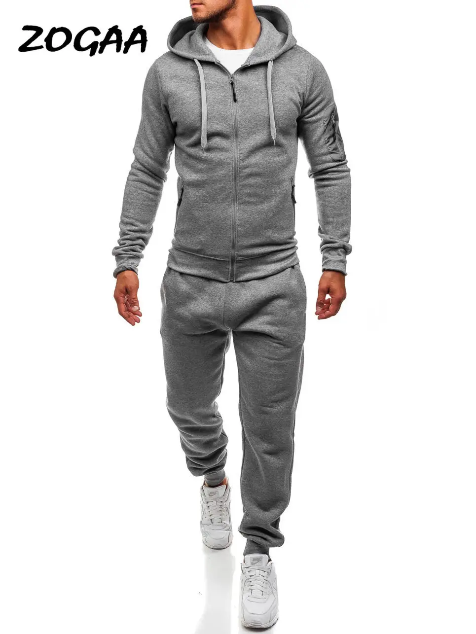 

ZOGAA 2021 Spring Hot Sale Men's Sports And Leisure Slim Joggers SweatSuits Hoodies+Pants Suit CSweatshirt Sportswear Set 2pc