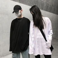 mens blackwhite solid color t shirt mens korean clothes hip hop tops high street couple grunge tee basic long sleeved shirt