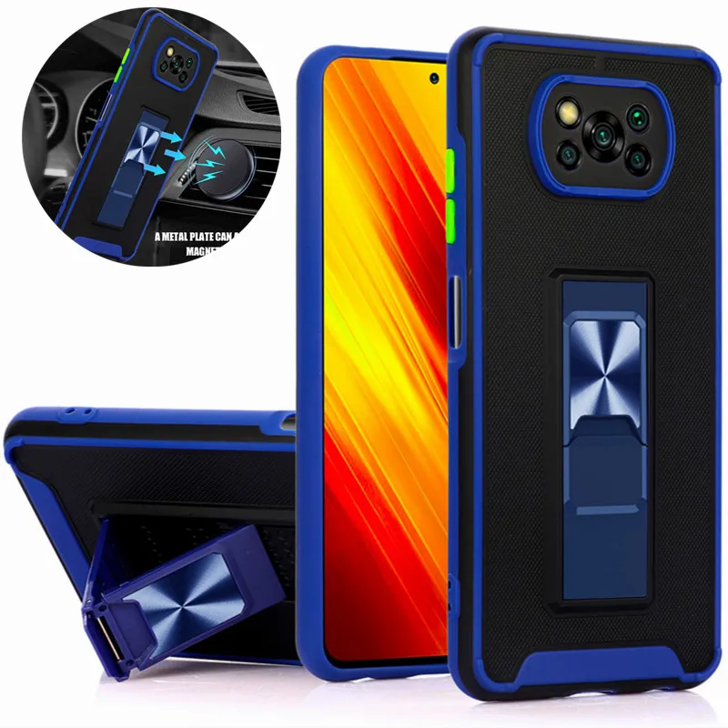 

Armor Shockproof Case For Xiaomi Poco X3 NFC M2 Pro M3 F3 Stand Holder Car Magnetic Ring Phone Case for Mi 11 11i 11X 10i Mi11