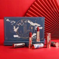 5pcs embroidery joint chinese style carved lipstick set matte moisturizing non fading gift box new makeup lipstick lip gloss