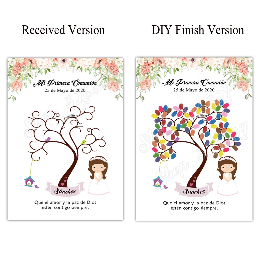 Гостевая книга на холсте с изображением отпечатков пальцев для девочек и