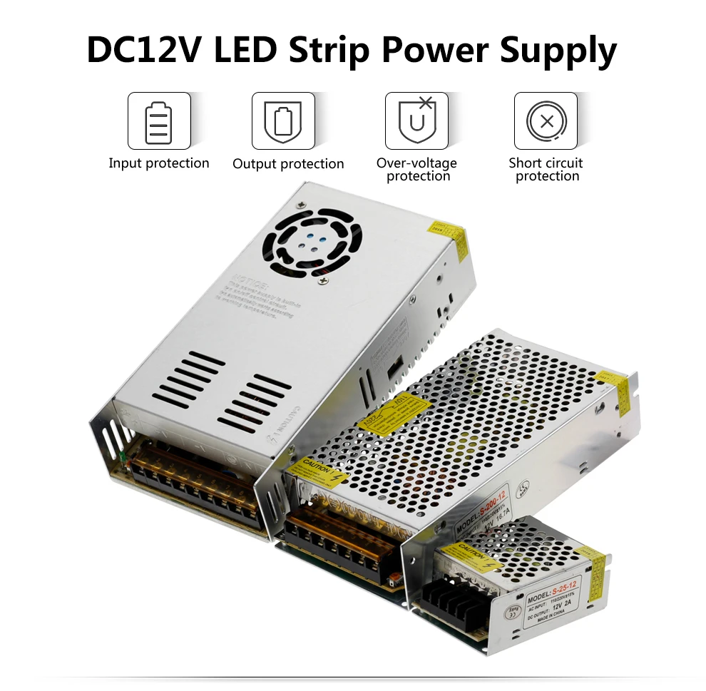 DC12V трансформаторы Высокое качество 60W 100W 200W 300W 400W 500W 600W светодиодный Питание адаптер драйвер для Светодиодные ленты света