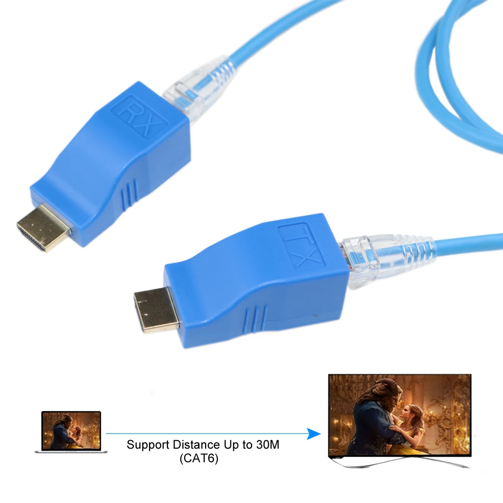 30 м/98 футов HDMI к RJ45 сетевой ретранслятор входит в комплект передатчик и приемник