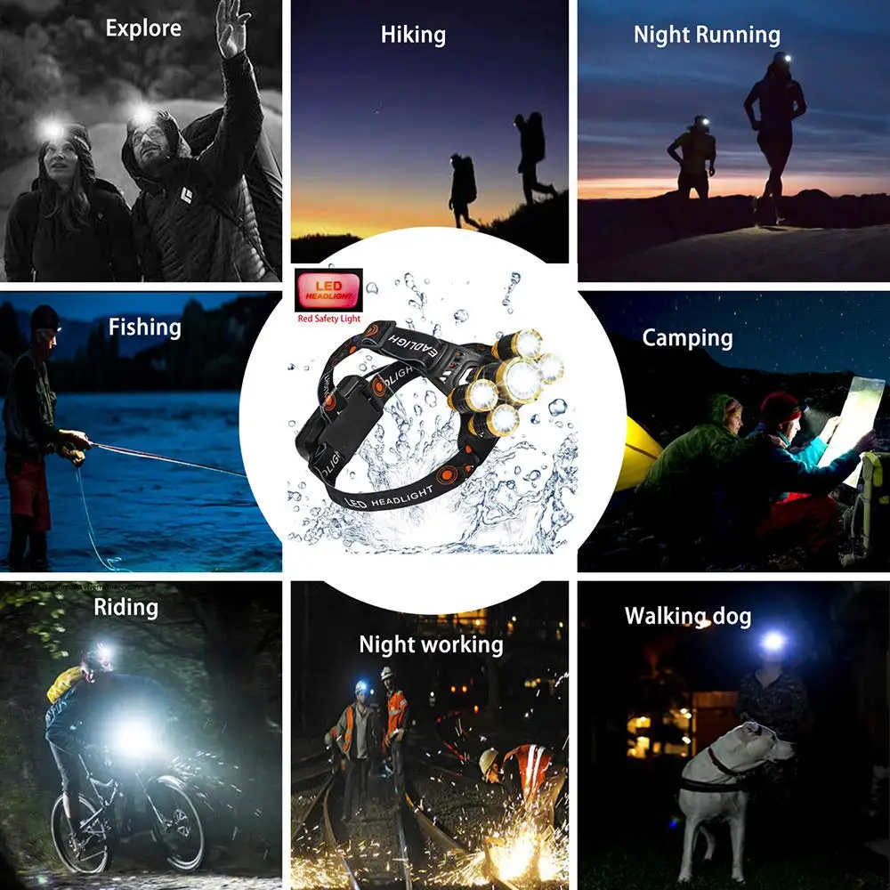 Светодиодный налобный фонарь с датчиком движения 3/5 лм 18650 светодиодов T6