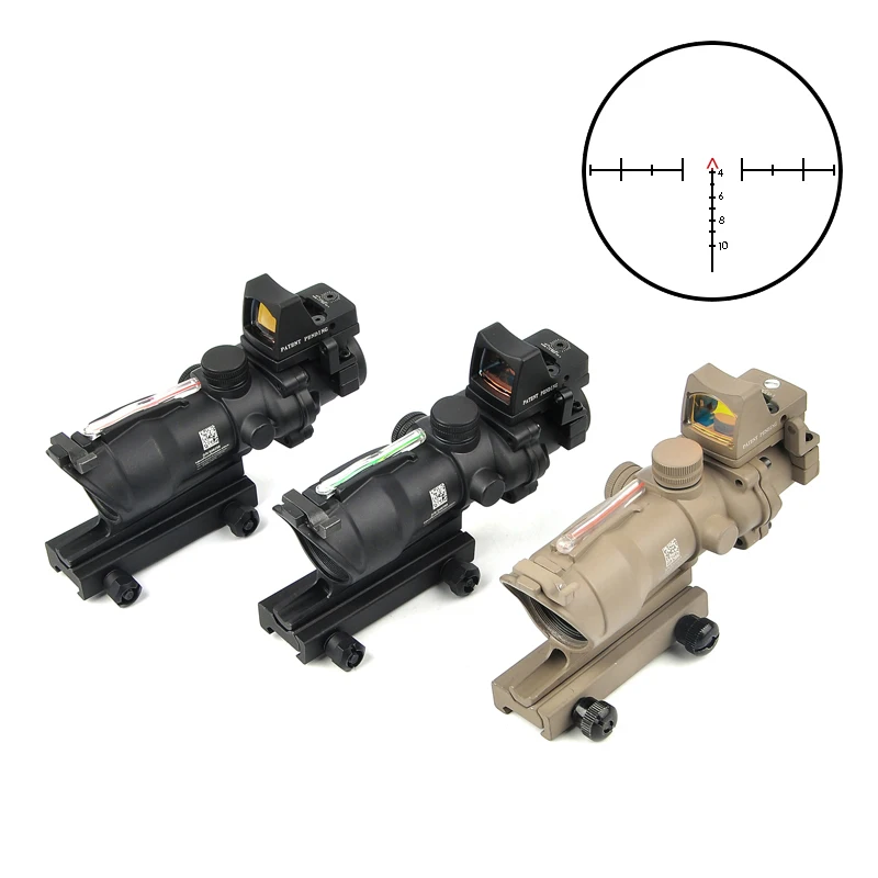 Acog 4x32 оптический прицел Cahevron сетка волокно зеленый красный с подсветкой Оптический прицел с Rmr мини Красный точка зрения