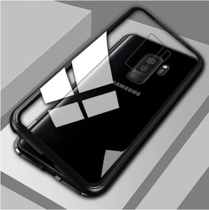 Clear With Black Металлический магнитный чехол для samsung Galaxy A70 A50 A40 A30 A10 S8 S9 S10 плюс 5G S7 край A7 A9 J4 J6 плюс Note 8 9 10 плюс Чехол - Цвет: Clear With Black