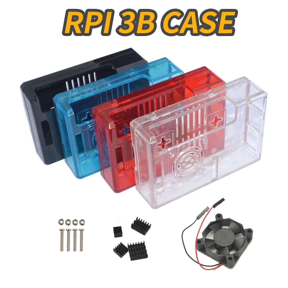 

Чехол для Raspberry Pi 2B 3B, корпус из АБС-пластика, 4 цвета, с вентилятором 3010 и радиаторами, высококачественный корпус