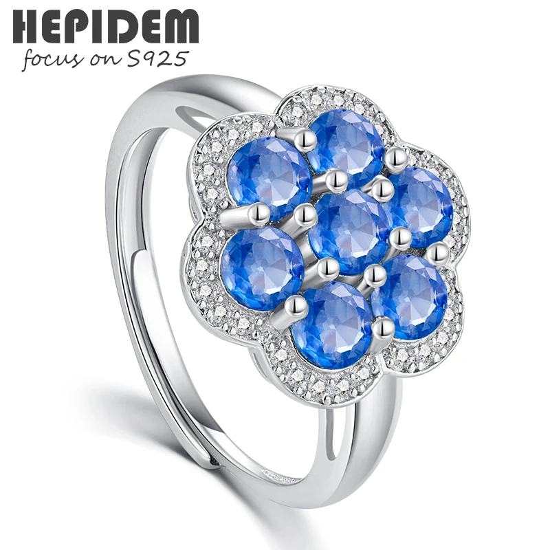 

HEPIDEM 100% Sapphire 925 Sterling Silver Rings 2022 New Trend Women Blue Stone Gemstones Gift S925 Fine Jewelry 3433