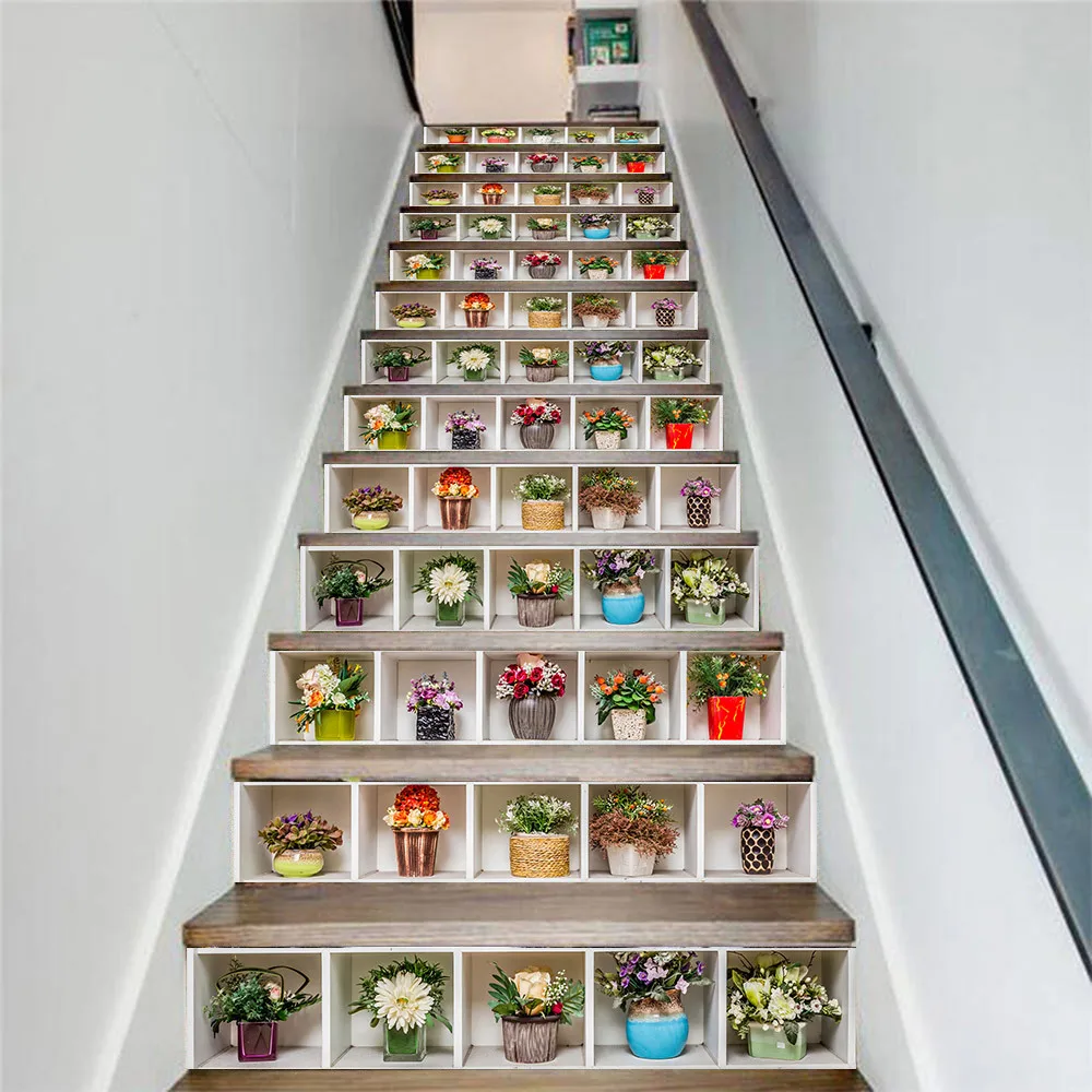 3D ПВХ наклейки в горшке для лестницы и цветов украшение дома сделай сам
