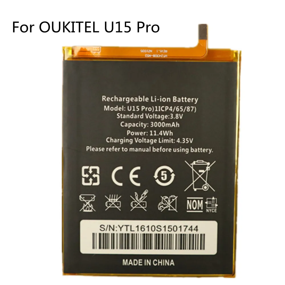 

100% Новый Сменный аккумулятор OUKITEL U15Pro 3000 мАч для смартфона OUKITEL U15 Pro резервный аккумулятор