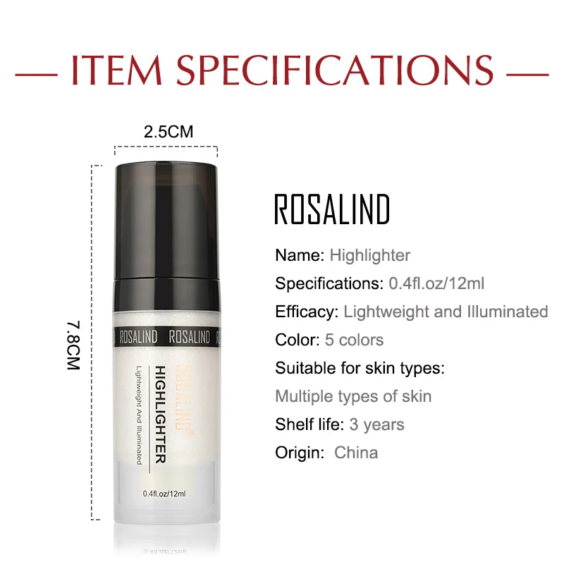 Хайлайтер ROSALIND для макияжа бронзер осветлитель Женский полный объем 12 мл