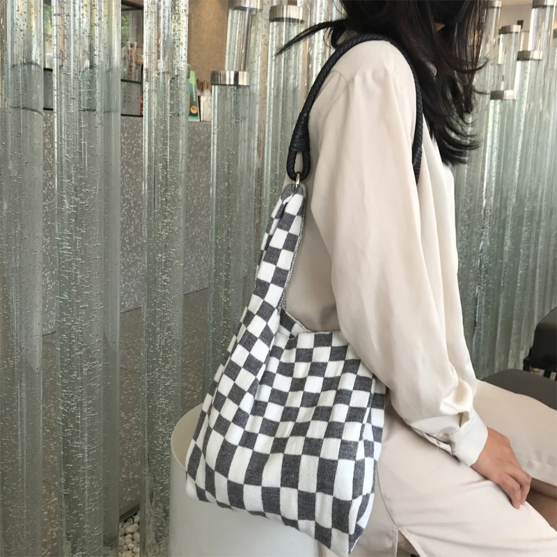 

Fashion Women Shoulder Bag Handbags Plaid Large Capacity Ladies Shopping Messenger Bag Soft Female Girls Travel Casual Tote Bag