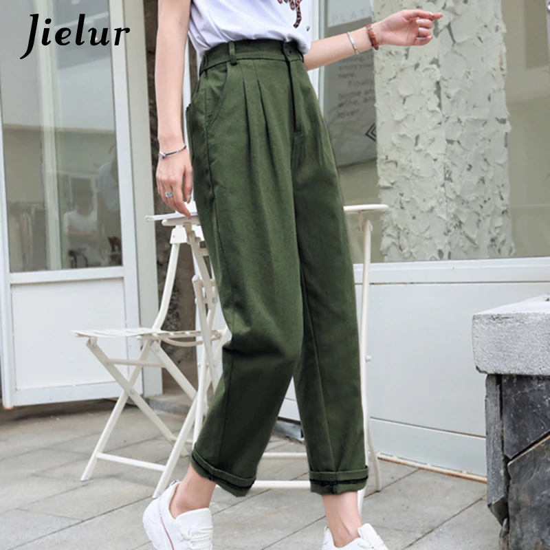 Брюки-карго Jielur женские свободные повседневные однотонные штаны с завышенной