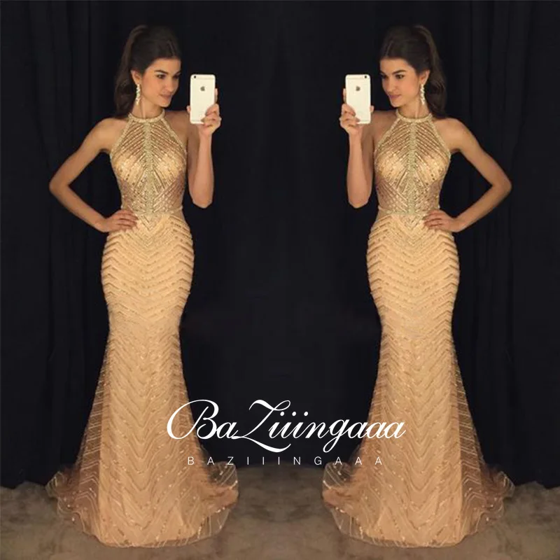 BAZIIINGAAA Роскошные вечерние платья длинное женское платье 2021 блестками Robe De Soir