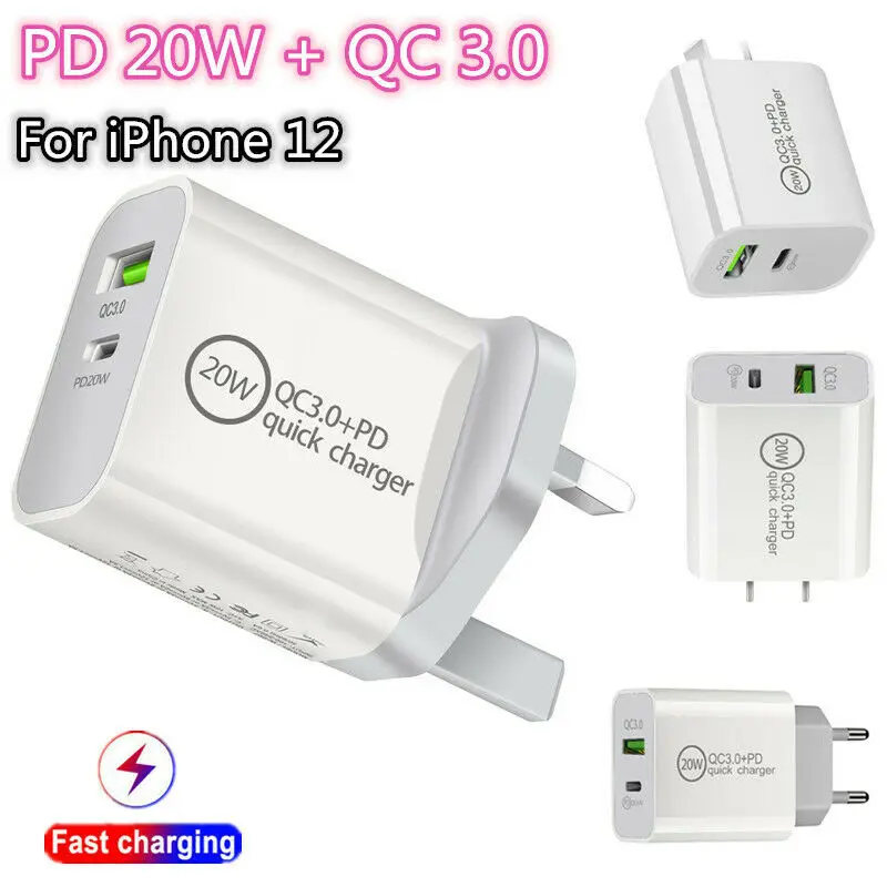 Быстрое зарядное устройство UGI 20 Вт PD QC3.0 Тип C USB вилка для США Великобритании ЕС