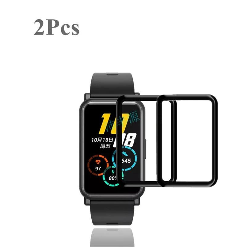 

2Pcs Curved Full Cover Film For -Huawei Watch Fit Honor Watch ES Smart Watch Screen Soft Protective Film (not Temper Glass)