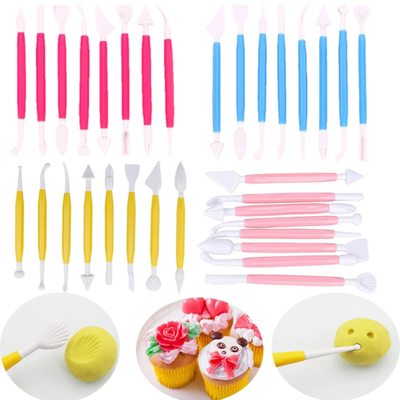 

8pcs/set Fondant Graver Cake Decorating 16 Patterns Fondant Flower Sugar Craft Modelling Tools Clay Fondant Cake Decorating Tool