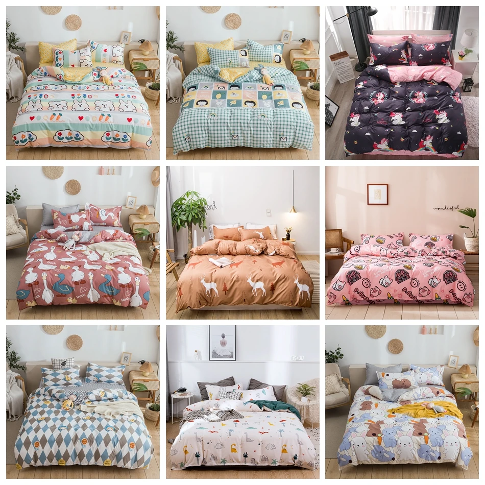

Dansunreve 3/4pcs Bedding Set Unicorn Flamingo Bed Sheet Quilt Cover Bedroom Pillowcase Duvet Case Flat Sheet Sets Home Textile