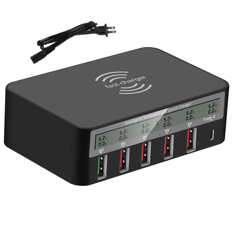 Универсальное беспроводное зарядное устройство 7 в 1 Type C Qi 5x USB QC 3 0 Быстрая
