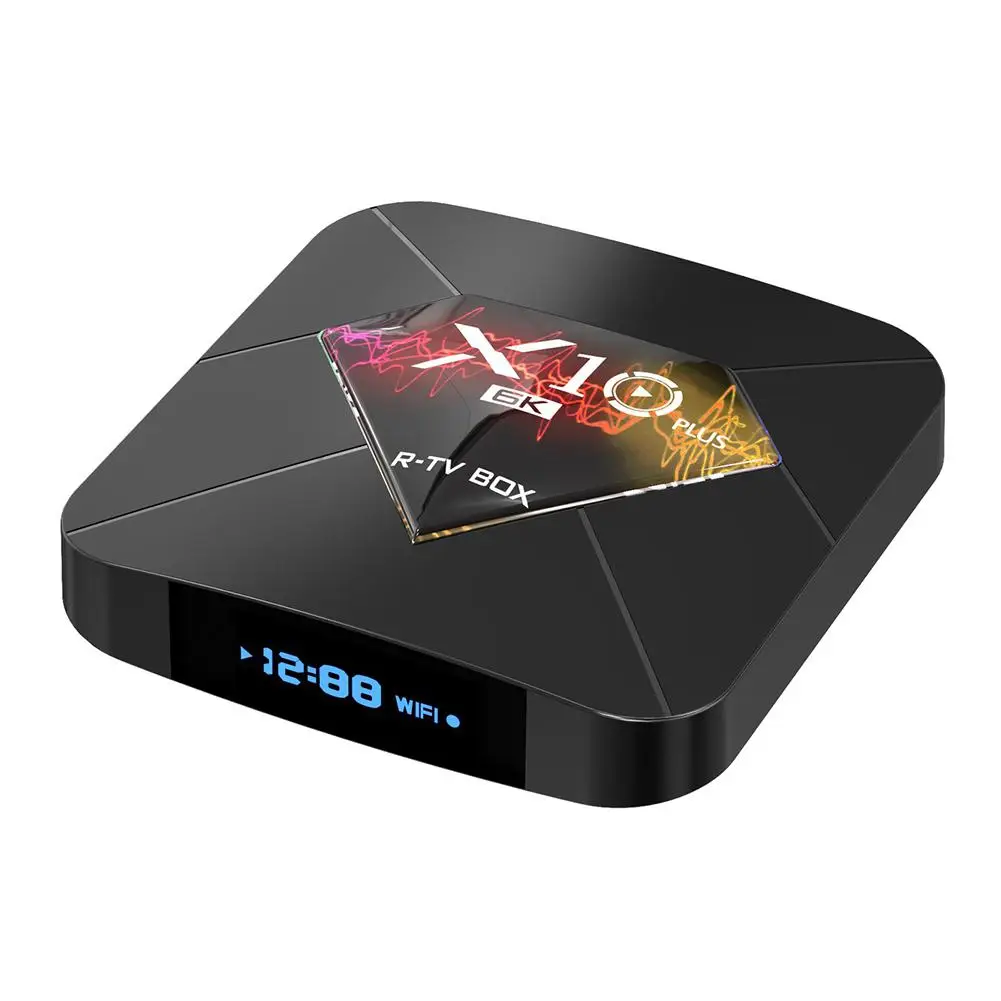 Для ОС Android 9,0 4+ 32 Гб 4+ 64 ГБ ТВ приставка Лот lcd X10 плюс Смарт ТВ приставка Android9.0 WiFi 6K Quad основной игрок+ клавиатура ТВ приставка r60