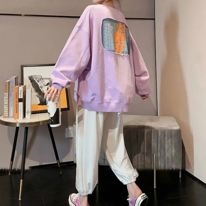 

Hoodies Women Couple Letter Printed Pullovers Designer New-fashion Korean Style Young Girls Oversize Casual Females Autumn Chic