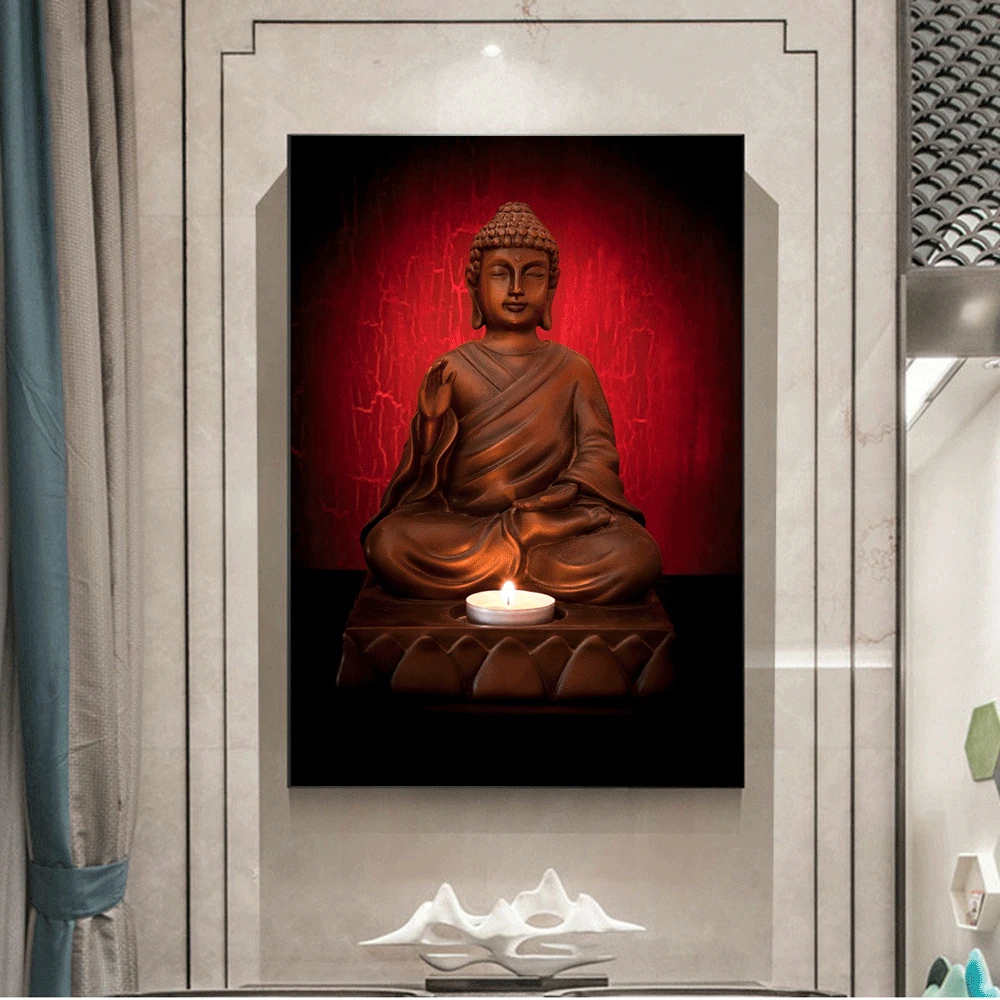 Скульптурная картина с Буддой холст живопись Декор маслом Настенная плакат