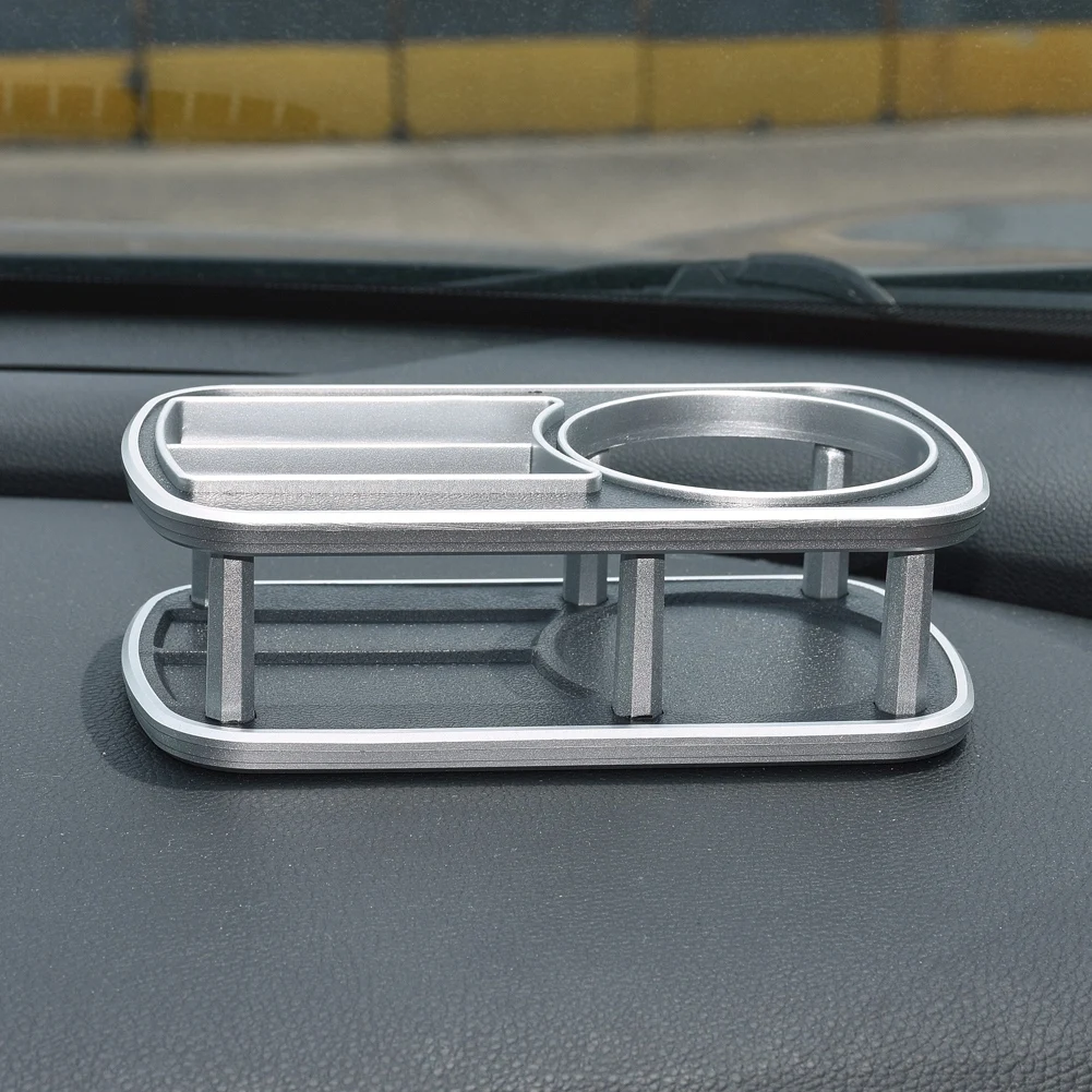 

Small Rectangle Black Chrome Edge Instrument Desk Table Cup Drink Holder Auto Interior Accessoires