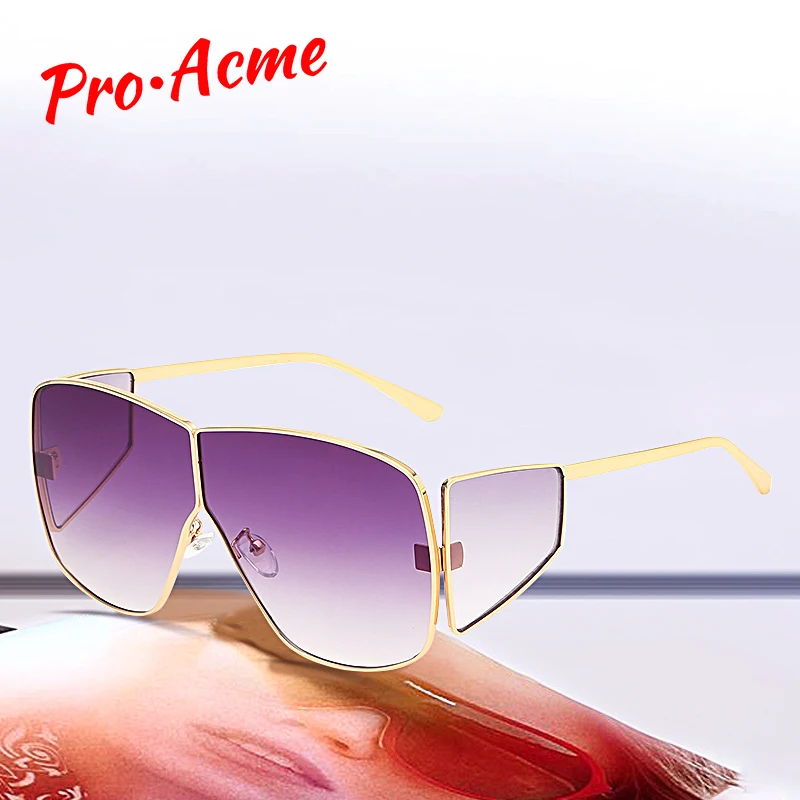 Pro Acme негабаритных металлических солнцезащитных очков для женщин 2019 Роскошные
