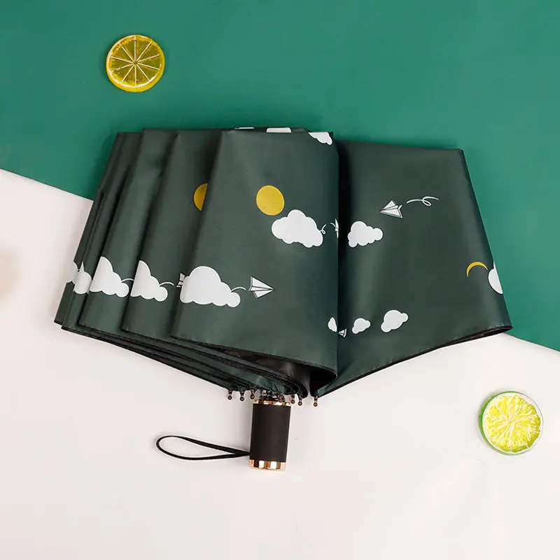 

Sunny and rainy all round thickened black rubber umbrella sunshade umbrella three fold umbrella men and women's umbrella new