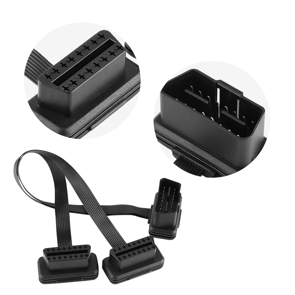 Автомобильный диагностический кабель удлинитель OBD2 16pin 2 в 1 может использоваться
