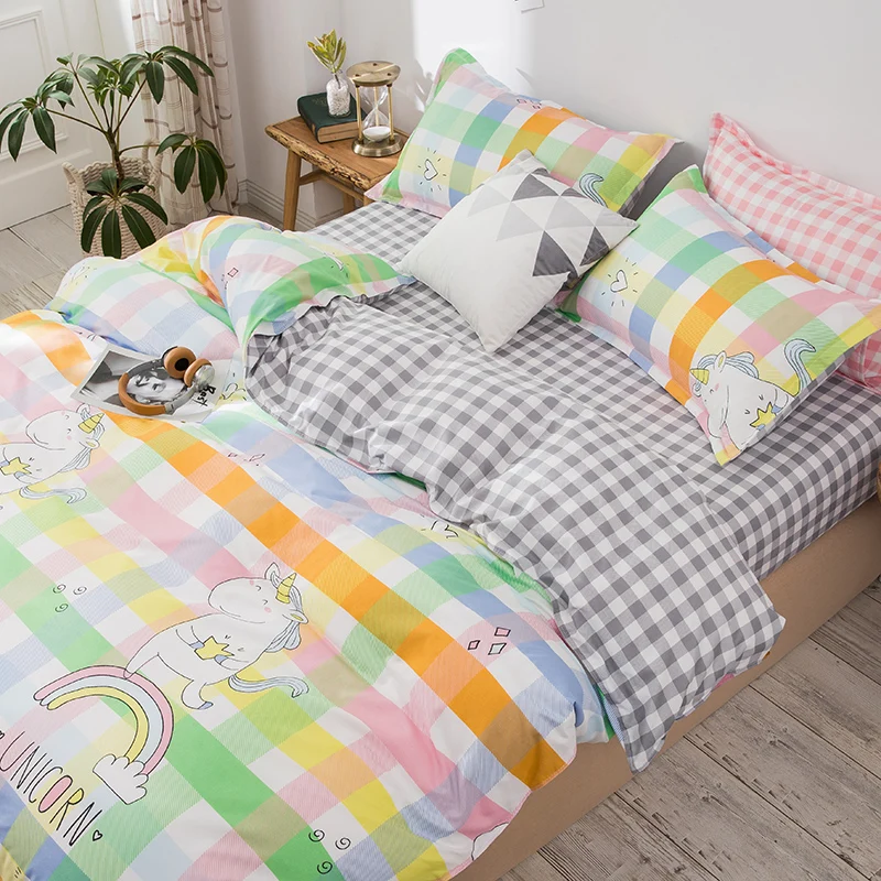 Комплект детского постельного белья с радужным единорогом мягкое удобное