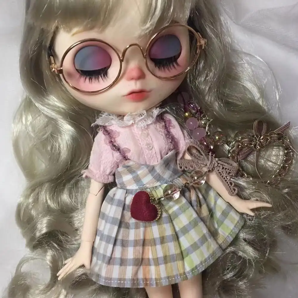 

ICY 19 joint blyth doll with makeup face white skin Blonde girl with sleep eyes DIY makeup doll