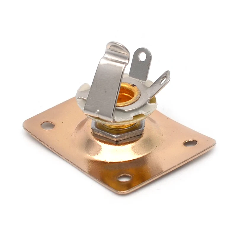 platz stil jack platte gitarre bass jack 14 ausgang eingang jack für lp sg tele elektrische gitarre chrome schwarz goldene free global shipping