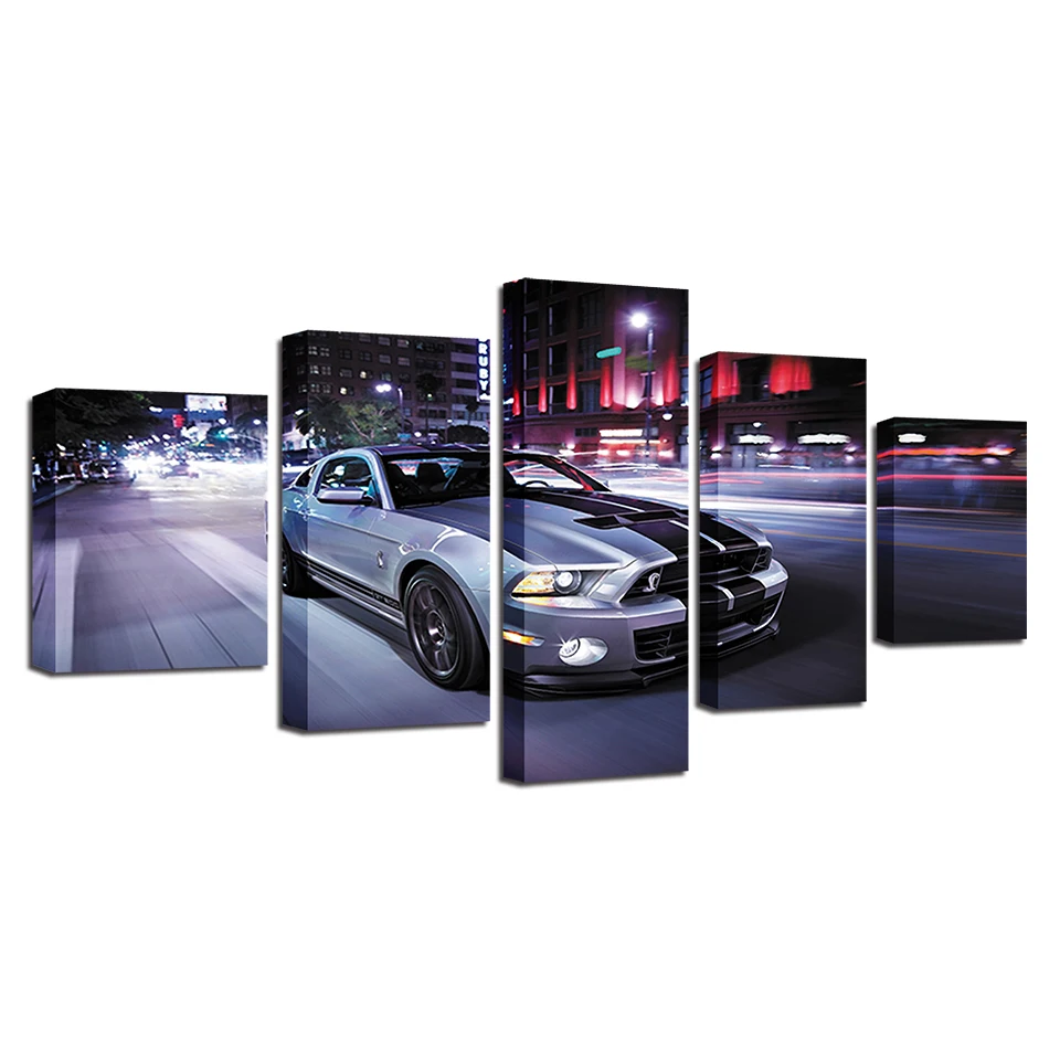 

Home Decor Canvas Printed Living Room HD Modern 5 Panel Sports Car Landscape Pictures Painting Wall Art Modular Poster Frame
