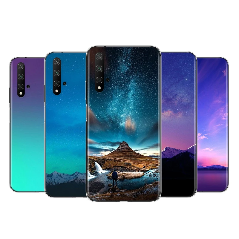 

Aurora night Silicone Cover For Honor 9 10 X10 9A 9C 9S 9N 10i 10X 9X Lite Pro 5G Transparent Phone Case