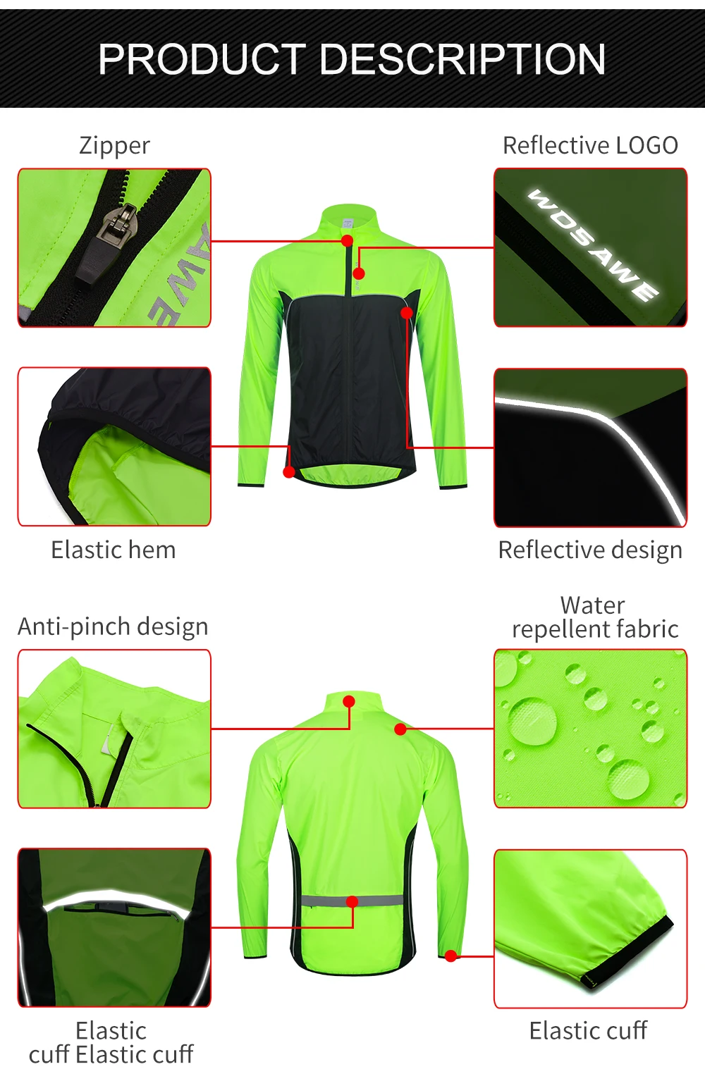 WOSAWE тонкие светоотражающие велосипедные куртки с капюшоном ветрозащитная