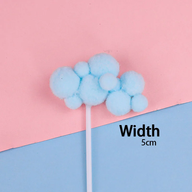 

5 Pcs Cake Decoration Creative Cloud Insert Card White Cloud Pink Cloud Fur Ball Plug-in Birthday Party Decoration