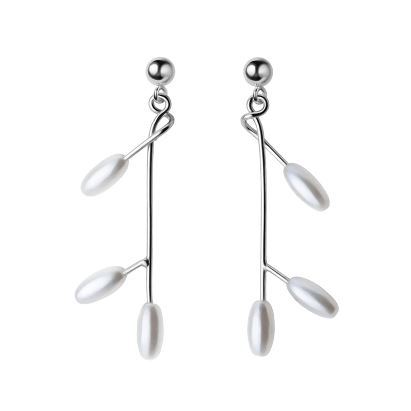 

925 Sterling Silver Trendy Elegant Shell Pearl Branch Earrings For Women Party Plant Fine Jewelry Gift