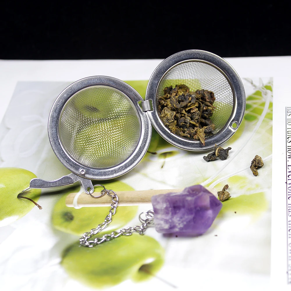 1 шт кристалл натуральный камень 304 Нержавеющая сталь Чай фильтр необработанный