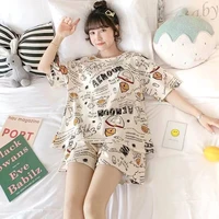 new style pajamas womens summer short sleeve shorts two piece suit thin student spring summer net red home clothes