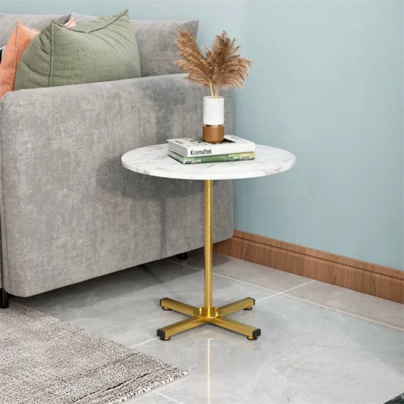 

Iron Art Nordic Style Solid Wood Side Table Sofa Bedside Marble Small Apartment Living Room Balcony Negotiation Coffee Table