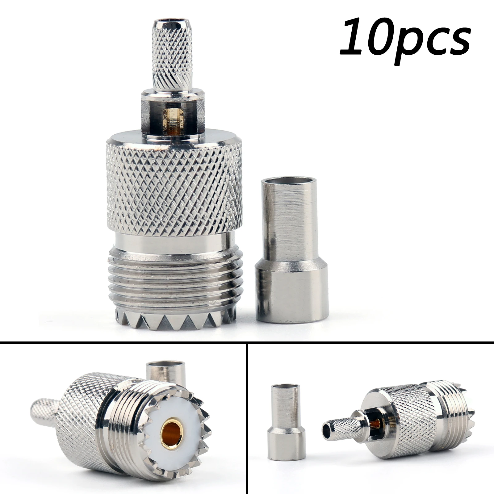 

Artudatech 10 шт. соединитель UHF, гнездовой разъем SO239, обжимной соединитель оконного кабеля RG58 RG142 LMR195 RG400, штекерные детали