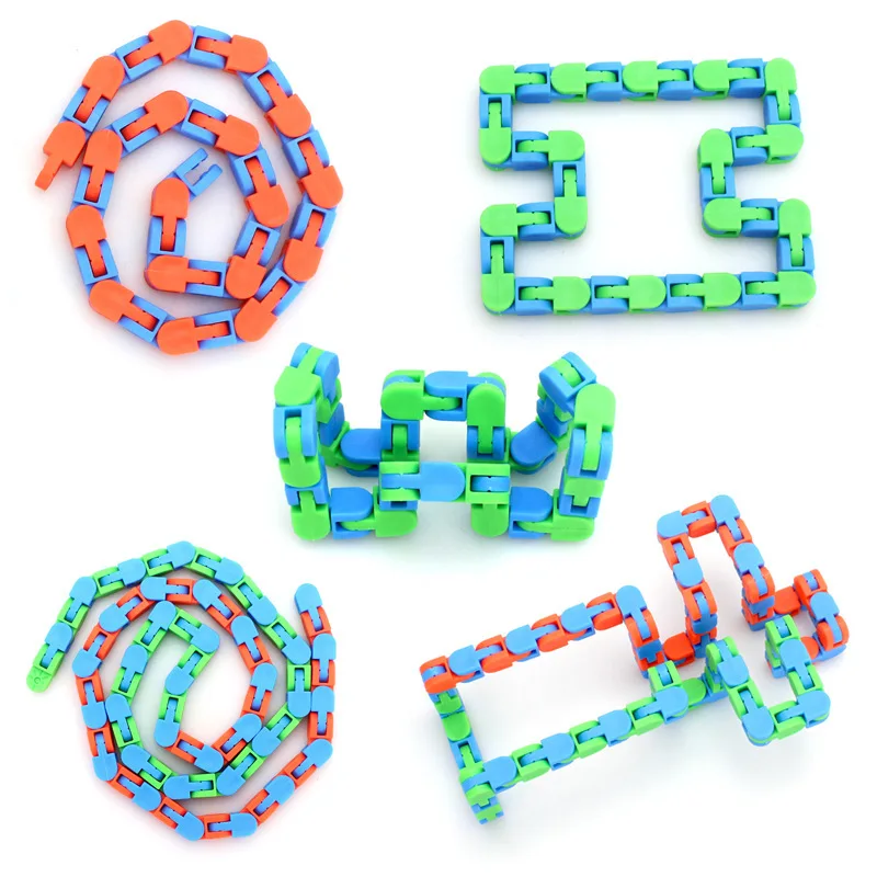 Cadena de rotaci&oacute;n para ni&ntilde;os y adultos, juguete antiestr&eacute;s, Spinner con cadena, pulsera, puzle de serpiente, juguete educativo colorido-0
