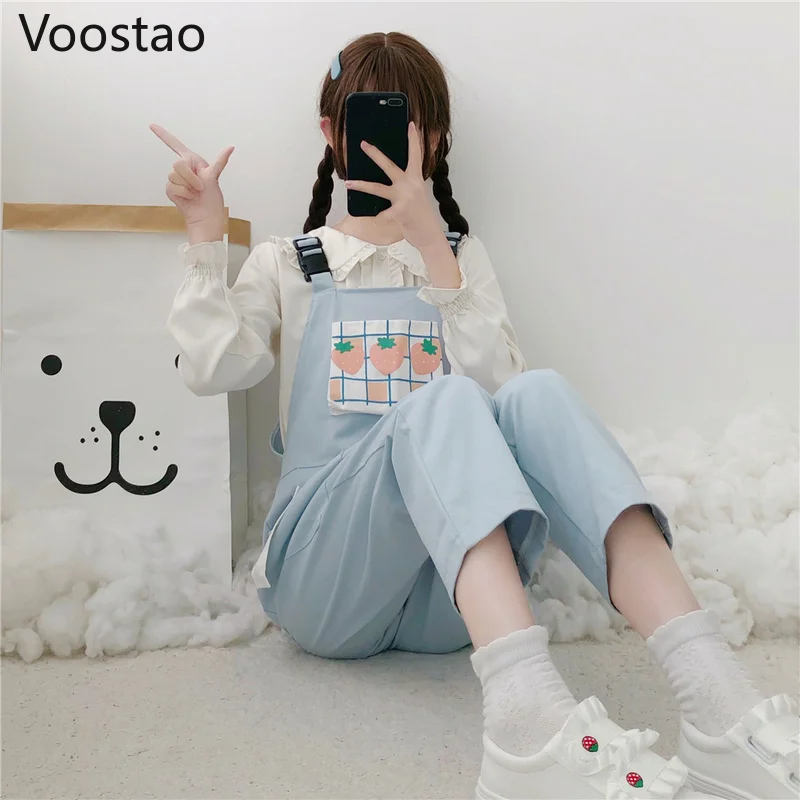 Милые брюки в стиле &quotЛолита&quot Харадзюку на бретелях женские клетчатые с